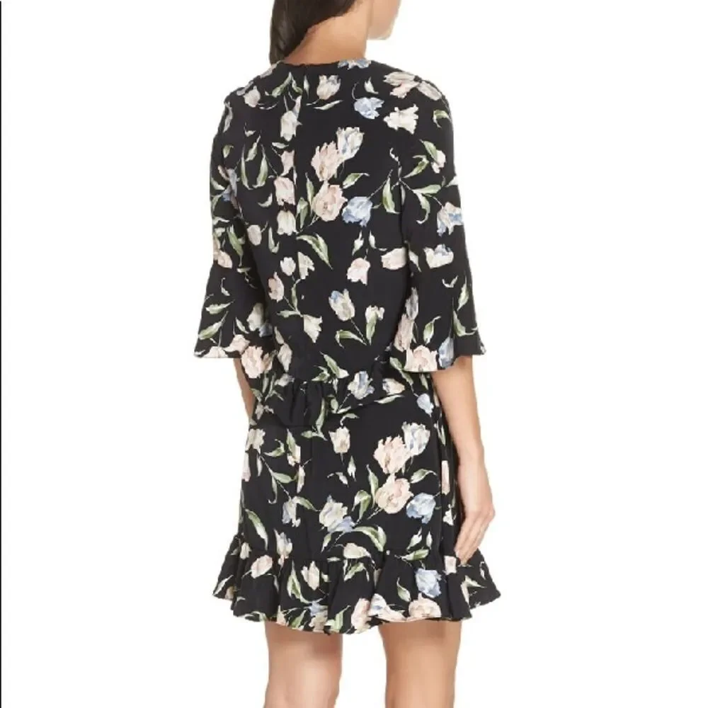 Avec Les Filles Floral Bell Sleeve Dress